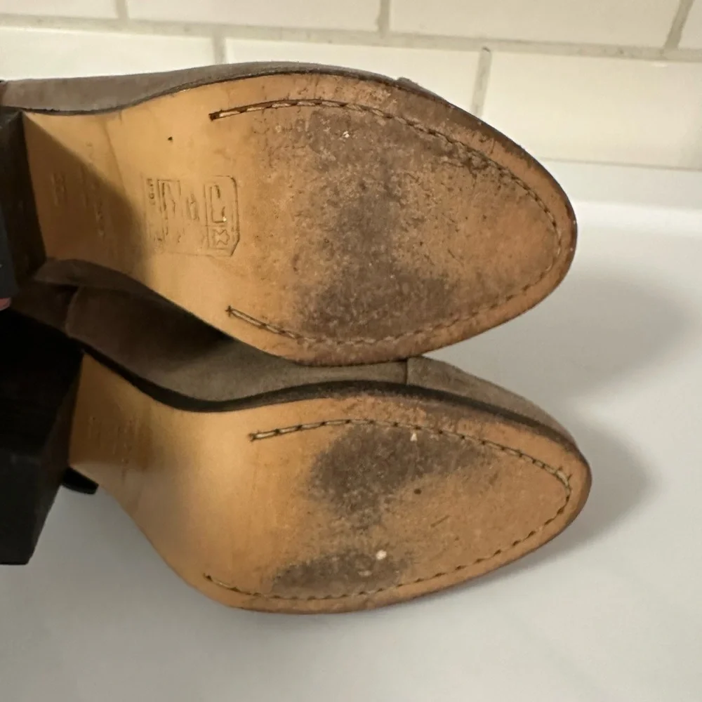 RAG & BONE 7 Harrow Khaki suede leather buckle ankle boot quality luxury western